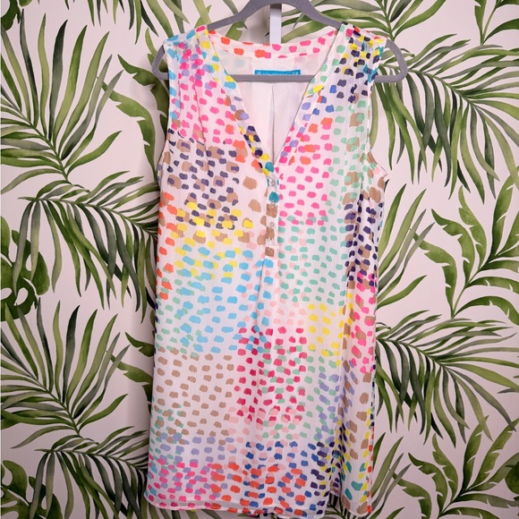 Tori Richard Dresses & Skirts - Tori Richard Multicolor Confetti Print Sleeveless V-Neck Dress Size Medium